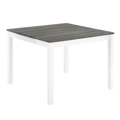 5-Piece Grey & White Two Tone Dining Set, Square Wooden Table with 4 Upholstered Chairs