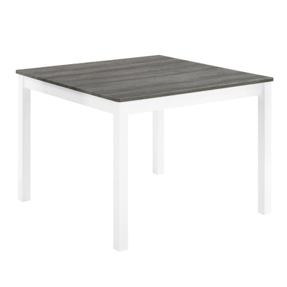 5-Piece Grey & White Two Tone Dining Set, Square Wooden Table with 4 Upholstered Chairs