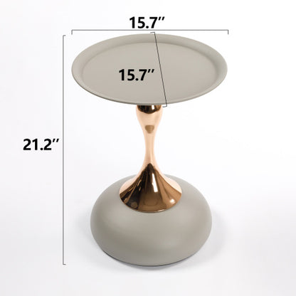 Mermaid Tail Base Round Side Table, Metal Pedestal