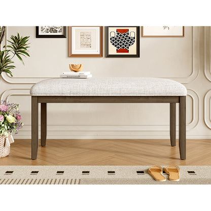 Upholstered Bench for Bedroom End of Bed,38-inch Entryway Bench for Living Room,Dining Bench with Padded Seat and Solid Wood Leg for Kitchen Bedroom,Indoor and Hallway (Bench, Beige+Brown)
