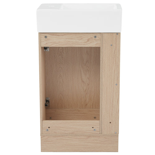 18.6" Bathroom Vanity with Sink, Bathroom Vanity Cabinet with Two-tier Shelf, Left or Right Orientation, Natural (Old Sku:WF308491AAN)