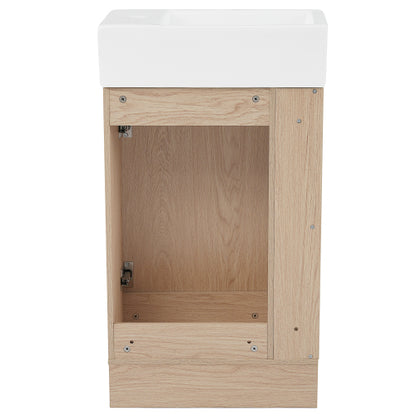 18.6" Bathroom Vanity with Sink, Bathroom Vanity Cabinet with Two-tier Shelf, Left or Right Orientation, Natural (Old Sku:WF308491AAN)