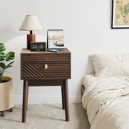 Walnut Medieval-Modern 2-Piece Nightstand Set