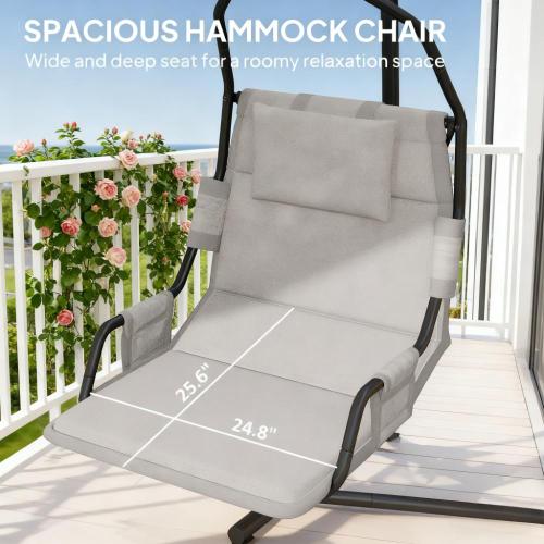 Hanging Swing Chair,Hammock Chair with Stand andCoating Cushion,with Steel Frame for Indoor and Outdoor