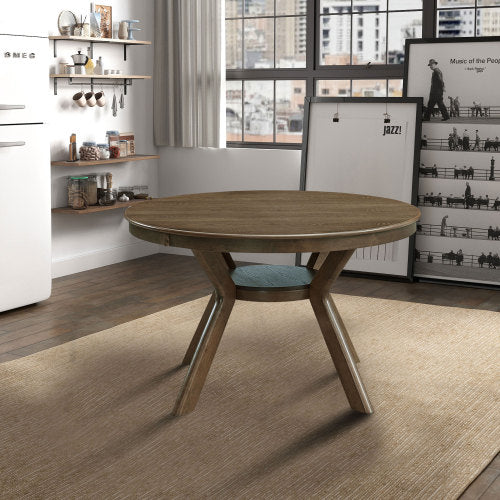 47.24 Inch Round Rubber Wood Dining Table with Pedestal Base