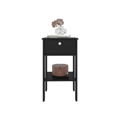 Black Wengue Nightstand, 1 Drawer & 1 Shelf with 4 Legs