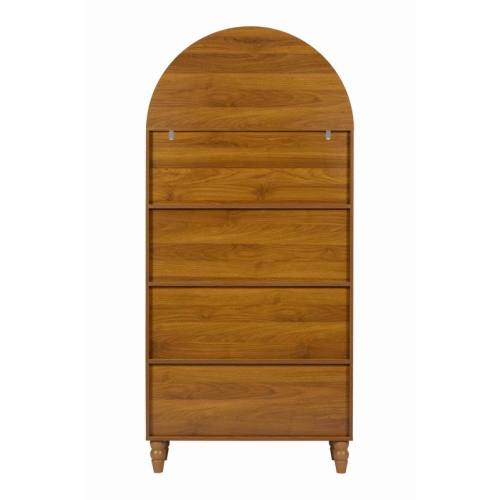66 Inch Vintage Arched Hand-Carved Wood Open&Closed Storage Cabinet