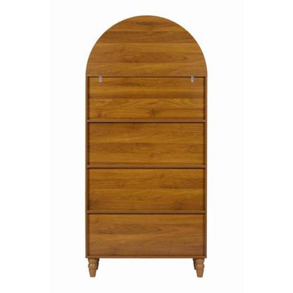 66 Inch Vintage Arched Hand-Carved Wood Open&Closed Storage Cabinet