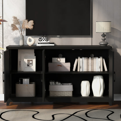 Modern TV Stand for 65 Inch TV with Storage Cabinets and Solid Wood Legs