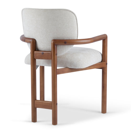 Set of 2 Beige King Louis Rubberwood Arm Dining Chairs, 300 LBS Weight Capacity