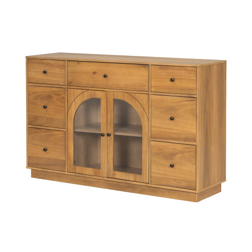 Natural Storage Cabinet with 7 Drawers and 2 Doors