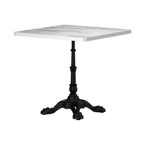 Marble-Look Sintered Stone Square Table - Heavy-Duty Cast Iron Base for Bistro, Cafe, Bar & Home Use