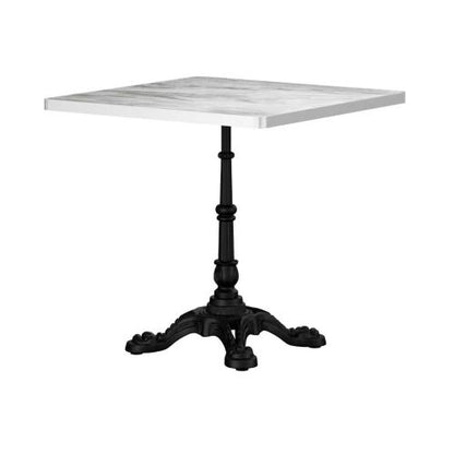 Marble-Look Sintered Stone Square Table - Heavy-Duty Cast Iron Base for Bistro, Cafe, Bar & Home Use