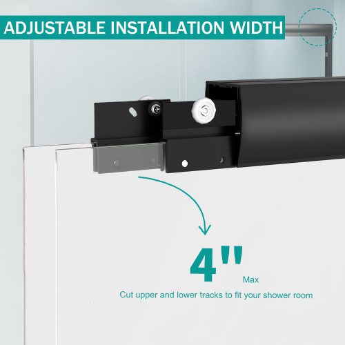 56"-60" W x 58" H Double Sliding Bathtub Shower Door, Semi-Frameless Bypass Tub Door, 1/4" (6mm) Tempered Glass with Explosion-Proof Film, Adjustable Aluminum Alloy Frame, Matte Black 24D03-T60MBX