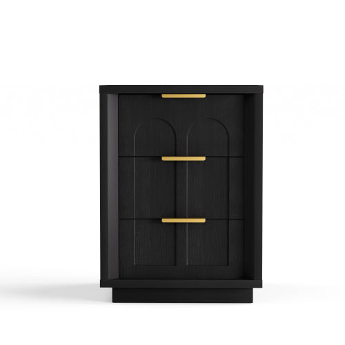 Black 3-Drawer 2-Pack Nightstands