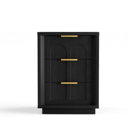 Black 3-Drawer 2-Pack Nightstands