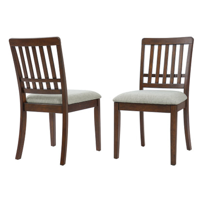 Set of 2 Light Brown Rubberwood LVL Fabric Dining Chairs, Curved Wood Backrest 250lbs Weight Capacity