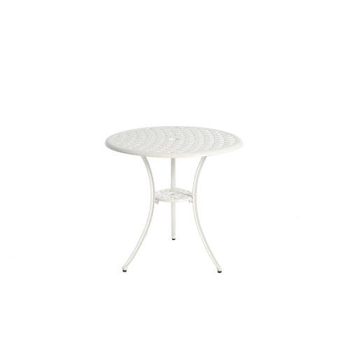 3 Piece Patio Bistro Set Cast Aluminum Bistro Table and Chairs Set of 2 with Umbrella Hole,All Weather Metal Bistro Table Set,Outdoor Patio Furniture Set for Garden White