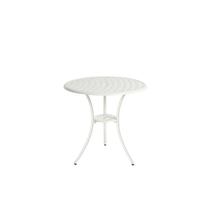 3 Piece Patio Bistro Set Cast Aluminum Bistro Table and Chairs Set of 2 with Umbrella Hole,All Weather Metal Bistro Table Set,Outdoor Patio Furniture Set for Garden White