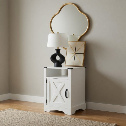 16inch White Farmhouse Charging Nightstand