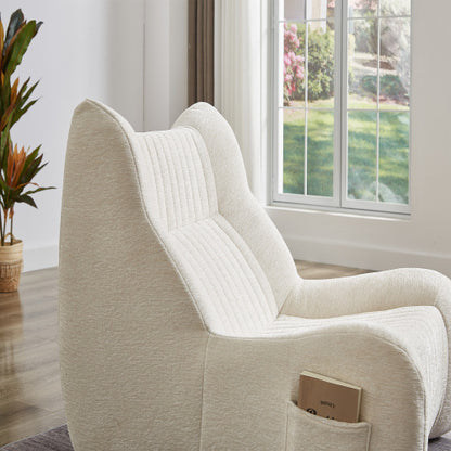 Adult Oversized Chenille Bean Bag Chair with Armrests, Floor Lazy Sofa