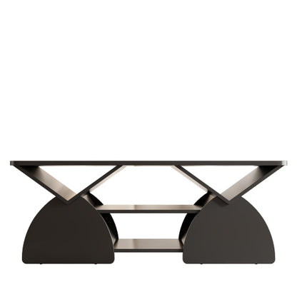 Modern Rectangular Coffee Table with Storage Shelves Engineered Wood Black