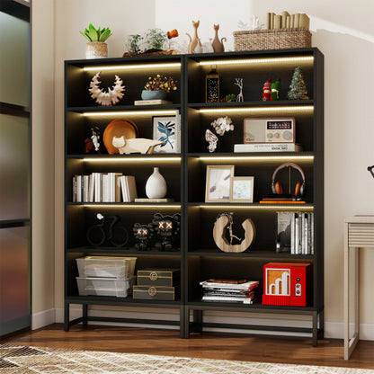 5-Tier Bookcase with Adjustable LED Lights, Heavy Duty Storage Shelf