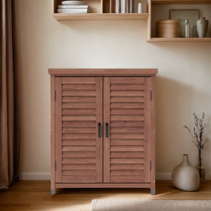 Potting Bench with Storage Cabinet and Metal Table Top for Outdoor Patio, Garden Furniture Wood Workstation Coffee 31.5x17x36''