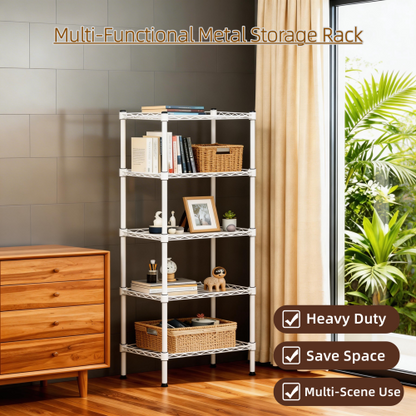 5 Tier Adjustable Heavy Duty Metal Wire Storage Shelving Unit For Home