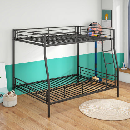 Heavy Duty Metal Bunk Bed Full Over Queen Bunk Bed Frame for Adults, Noise Free Frames, No Boxing Spring Needed