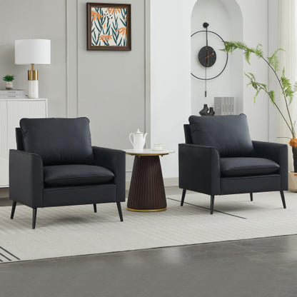 TS Cat paw leather upholstered sofa 2PC black,Nordic retro light luxury living room balcony bedroom single casual sofa chair
