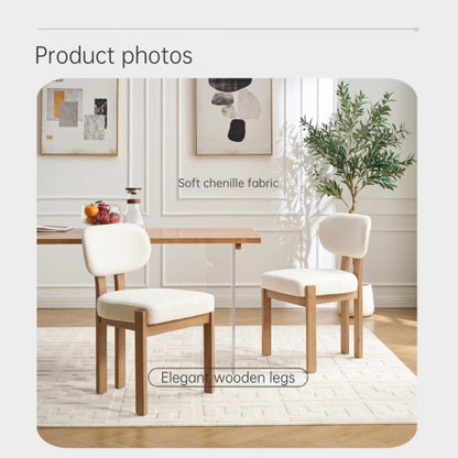 Wooden Dining Chairs Set of 2, Modern Fabric Upholstered Dining Room Chairs, Farmhouse Kitchen Chairs