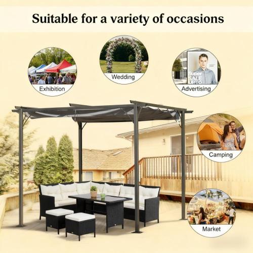 Metal Patio Shade Shelter,Outdoor Retractable Pergola Canopy,for Backyard,Porch Party,Garden