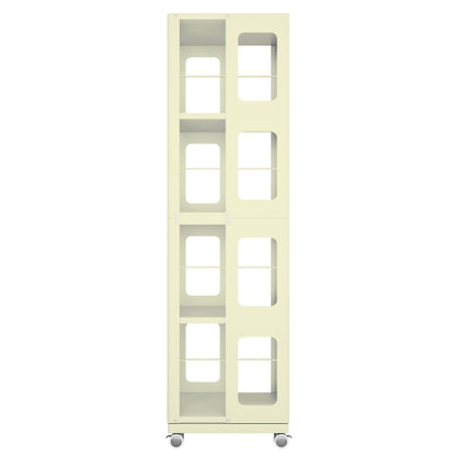 4-Tier All-Steel 360¡ã Rotating Bookshelf With Universal Wheels Space-Saving Sturdy Household Book Display Rack