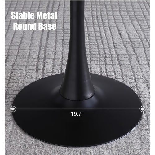 31.5inch Round Natural Wood Dining Table with Metal Base for Small Spaces