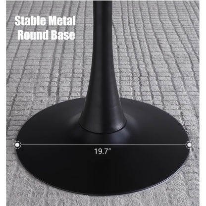31.5inch Round Natural Wood Dining Table with Metal Base for Small Spaces