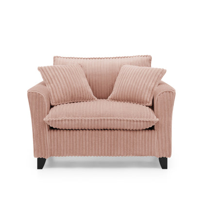 Pink Corduroy Tufted Single Lazy Sofa Chair with Armrests for Living-Room Bedroom Corners Windowsills