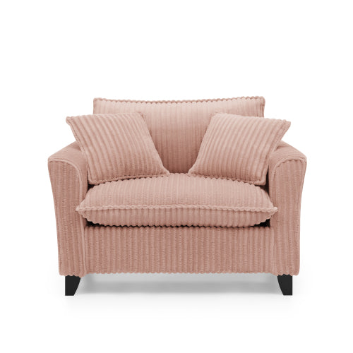 Pink Corduroy Tufted Single Lazy Sofa Chair with Armrests for Living-Room Bedroom Corners Windowsills