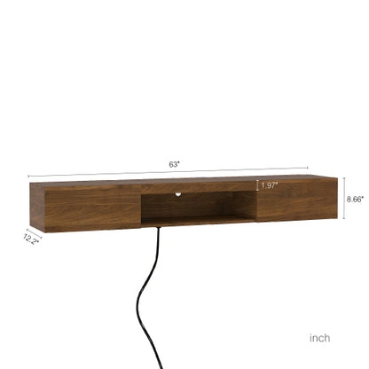 Black Floating 63 inch TV Stand with 16 Color LED Lights and Storage