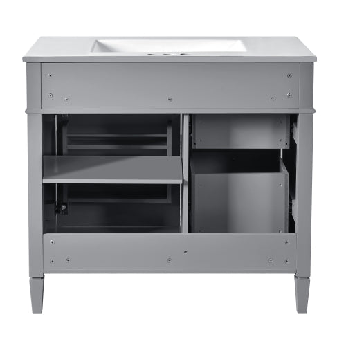 36'' Bathroom Vanity with Medicine Cabinet, Modern Bathroom Storage Cabinet with 2 Soft Closing Doors and 4 Drawers, Single Sink Bathroom Vanity