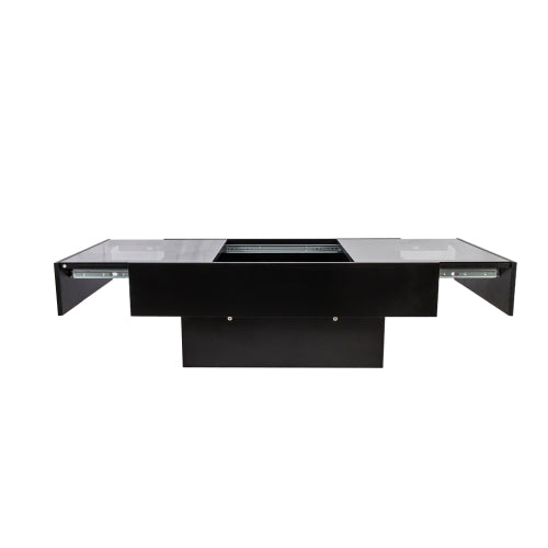 Extendable Coffee Table with Sliding Top & Hidden Storage, Wooden Center Table
