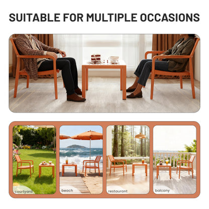 Holiday- 2-Piece PP Single-Seater Chairs + Coffee Table Set – Indoor/Outdoor Multi-Purpose Furniture for Living Room,Balcony,Beach (No Assembly Chairs, Easy Setup Table) – Polypropylene, Apricot Brown