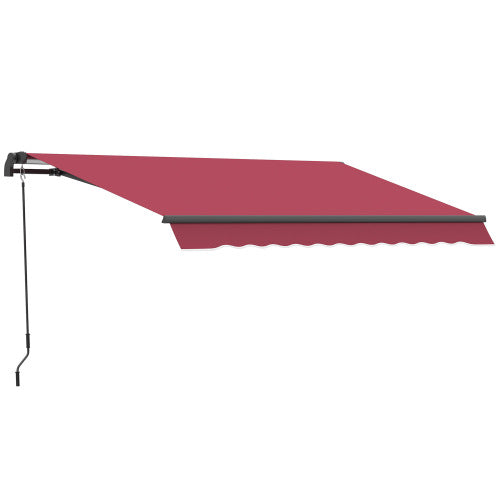 Outsunny 10' x 8' Retractable Awning, Patio Awnings, Sunshade Shelter w/ Manual Crank Handle, UV & Water-Resistant Fabric and Aluminum Frame for Deck, Balcony, Yard, Red