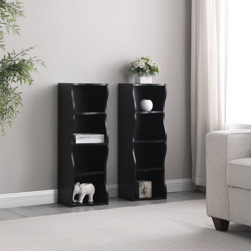 Ultra-Thin 8-Tier Wavy Edge Combined Bookshelf Adjustable Partition Waterproof MDF Storage Display Shelf