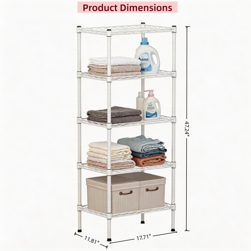 5 Tier Adjustable Heavy Duty Metal Wire Storage Shelving Unit For Home