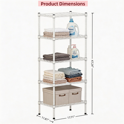 5 Tier Adjustable Heavy Duty Metal Wire Storage Shelving Unit For Home