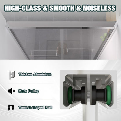44-48"x76" Aluminum Frame Double Sliding Shower Door,Bypass Bathroom Sliding Door with Premium 1/4" (6mm) Clear Tempered Glass, Chrome Hardware Sliding Glass Shower Enclosure,Chrome Finished