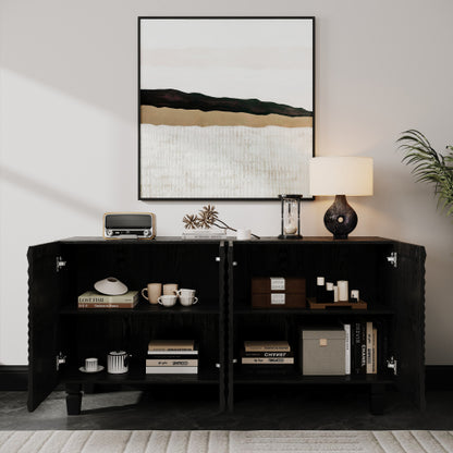 Modern Black Sideboard with 4 Sunburst Doors