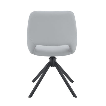 Swivel PU Leather Dining Chairs with Auto-Return, Set of 4, Light Gray