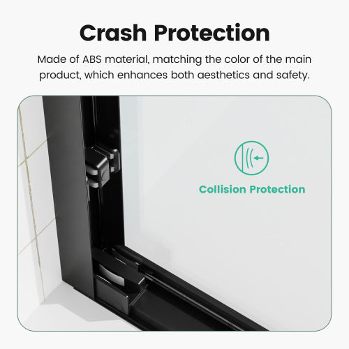56"-60"W*58" H Semi-Frameless Double Sliding Tub Door, Bypass Bathtub Shower, 1/4" (6mm) Thick SGCC Tempered Glass Door, Matte Black